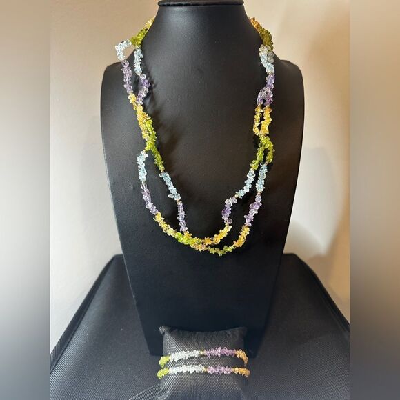 Double strand multi gemstone chip bracelet and necklace set! - Picture 10 of 10